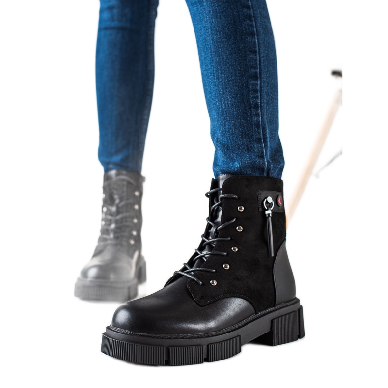 W. Potocki Nauhalliset saappaat Potockin alustalla musta