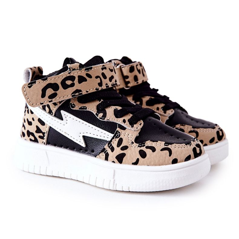 FR1 Lasten korkeat urheilukengät, musta ja beige Bartnie valkoinen ruskea