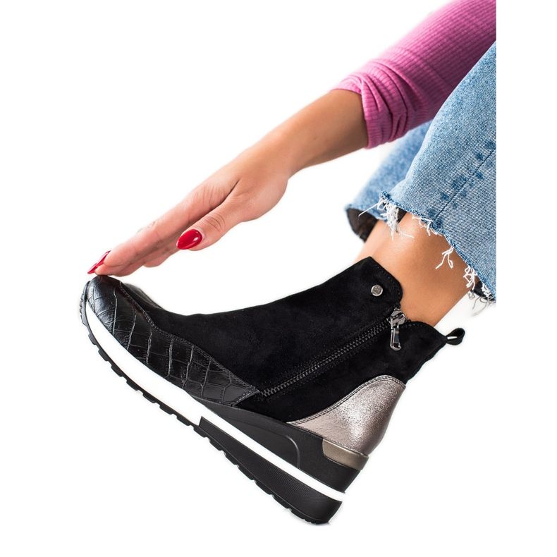 W. Potocki Saappaat Wedge Potockissa musta