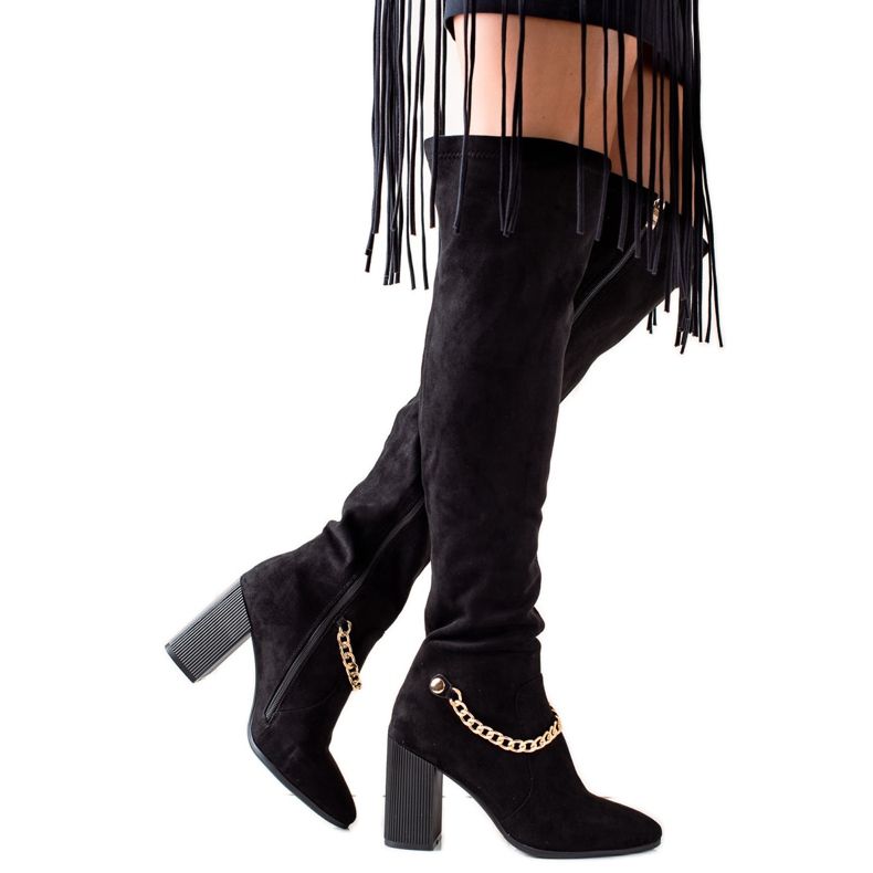 Goodin Mokkanahkaiset reisisaappaat, joissa ketju musta