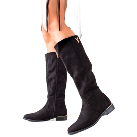 TRENDI Tyylikkäät mokkanahkakengät musta