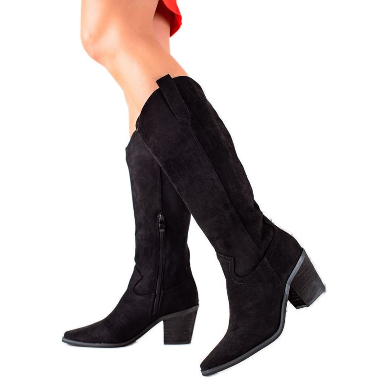 Renda Mokkanahkaiset cowboy -saappaat musta