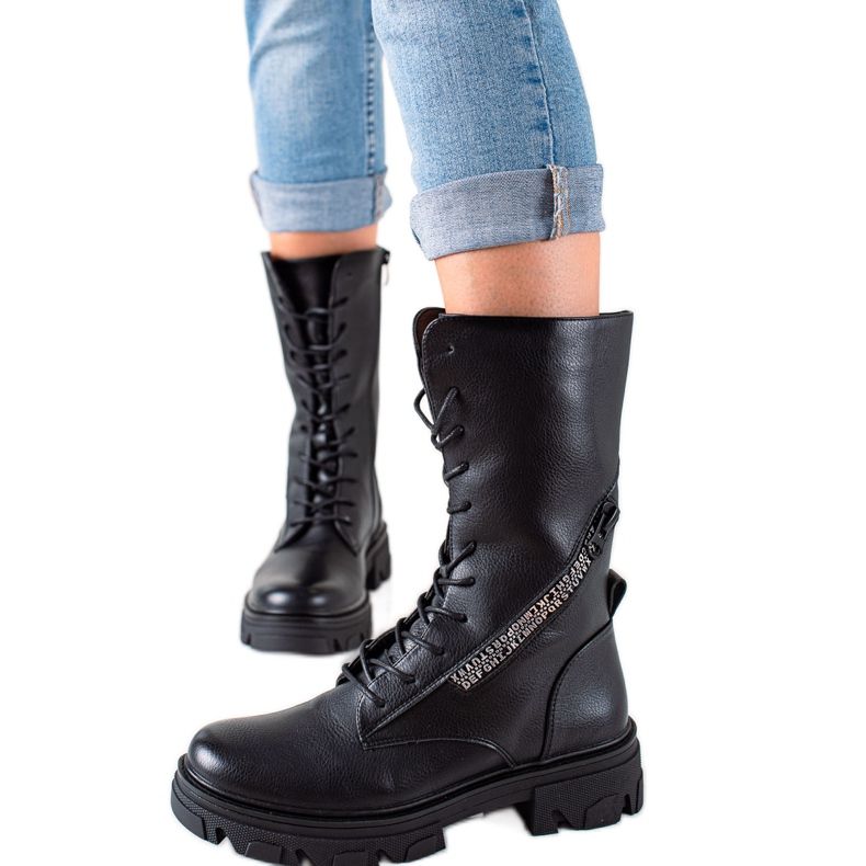 Sergio Leonen saappaat koristeellisella vetoketjulla musta