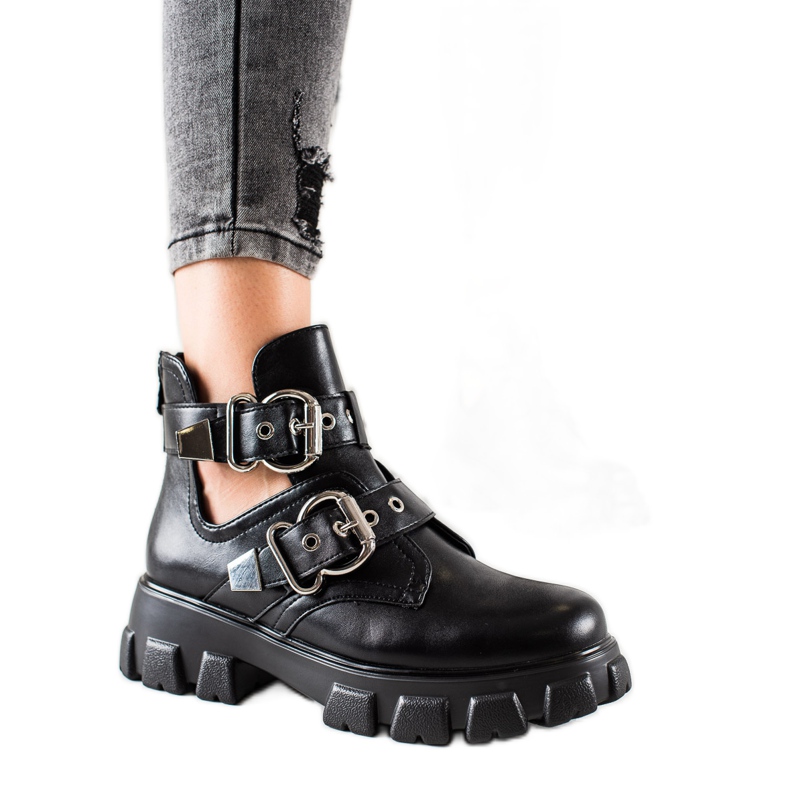 Bestelle Platformisaappaat soljilla musta