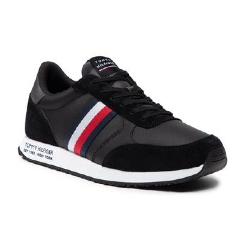 Kengät Tommy Hilfiger Runner Lo Leather Mix M FM0FM03736 Bds musta