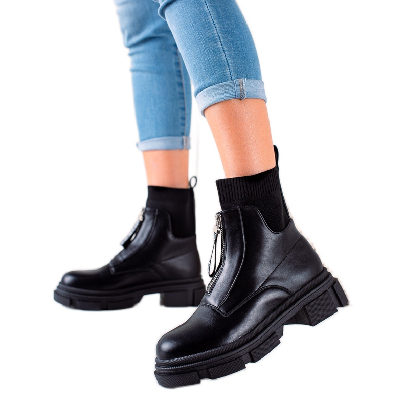 Bestelle Slip-on työntekijät vetoketjulla musta