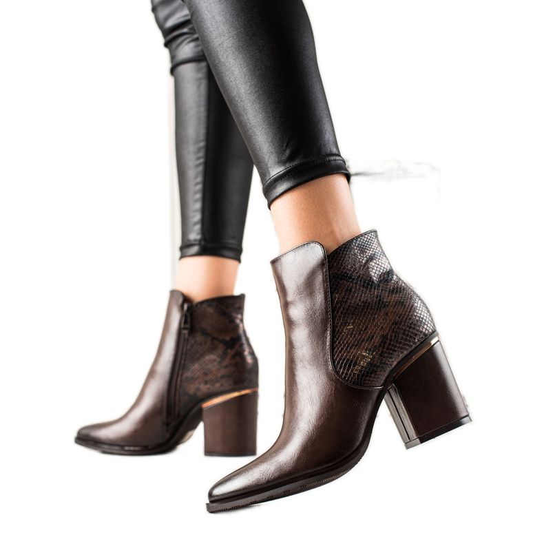 W. Potocki Saappaat, joissa Snake Print Potocki -lisäosa ruskea