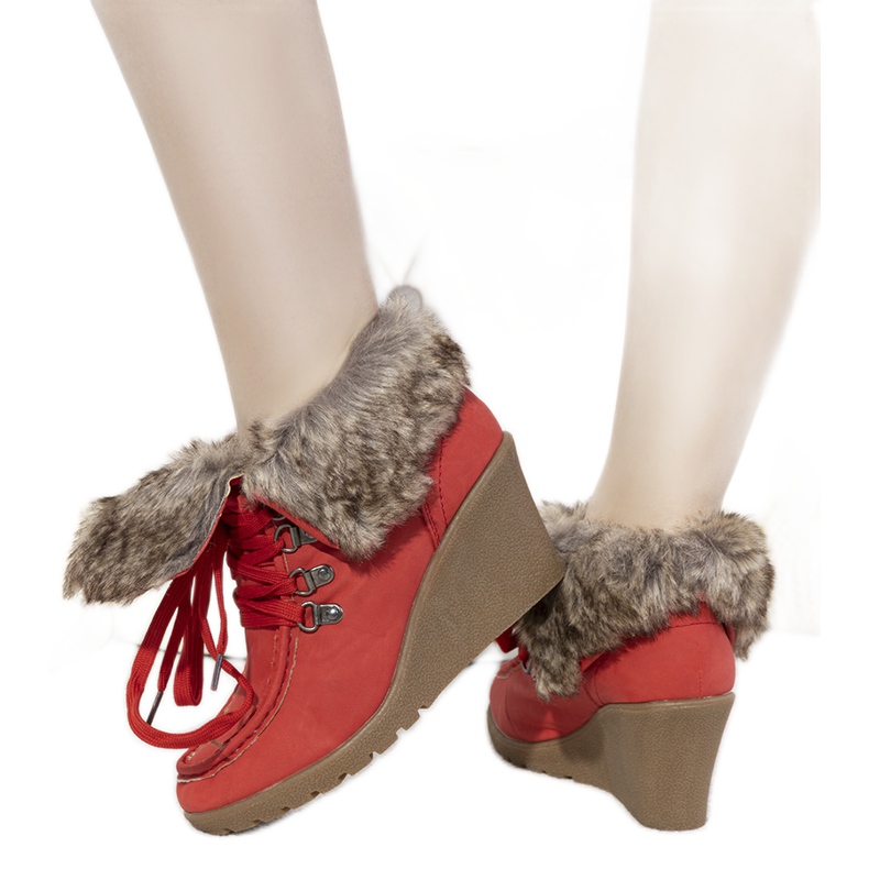 Punaiset kiila saappaat Callas-turkista punainen