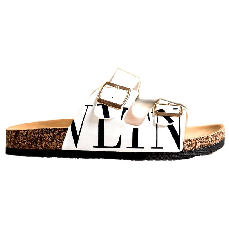 Valkoiset mukavat varvassandaalit ekologisesta nahasta valkoinen