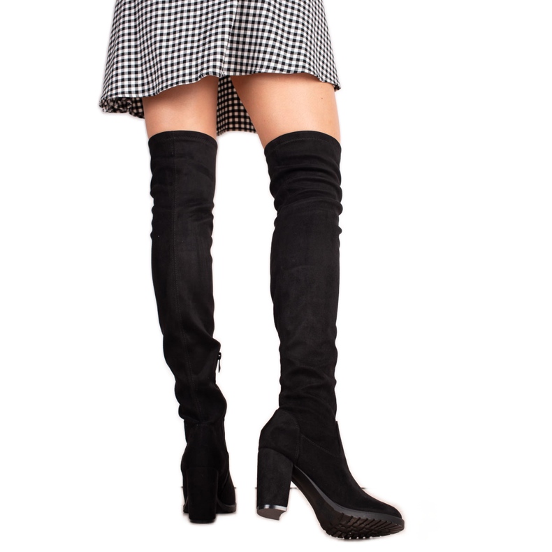 TRENDI Korkeat mokkanahkakengät musta