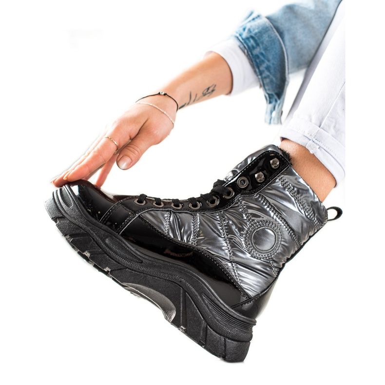 TRENDI Muoti tikatut ansat musta hopea