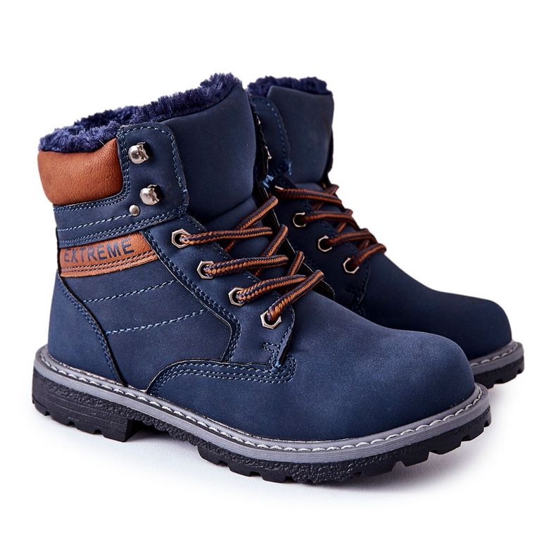 PA1 Lasten Lämpimät Trappers Navy Blue Graves ruskea laivastonsininen