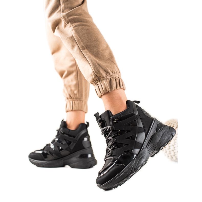 W. Potocki Mukavat mustat Potocki-saappaat