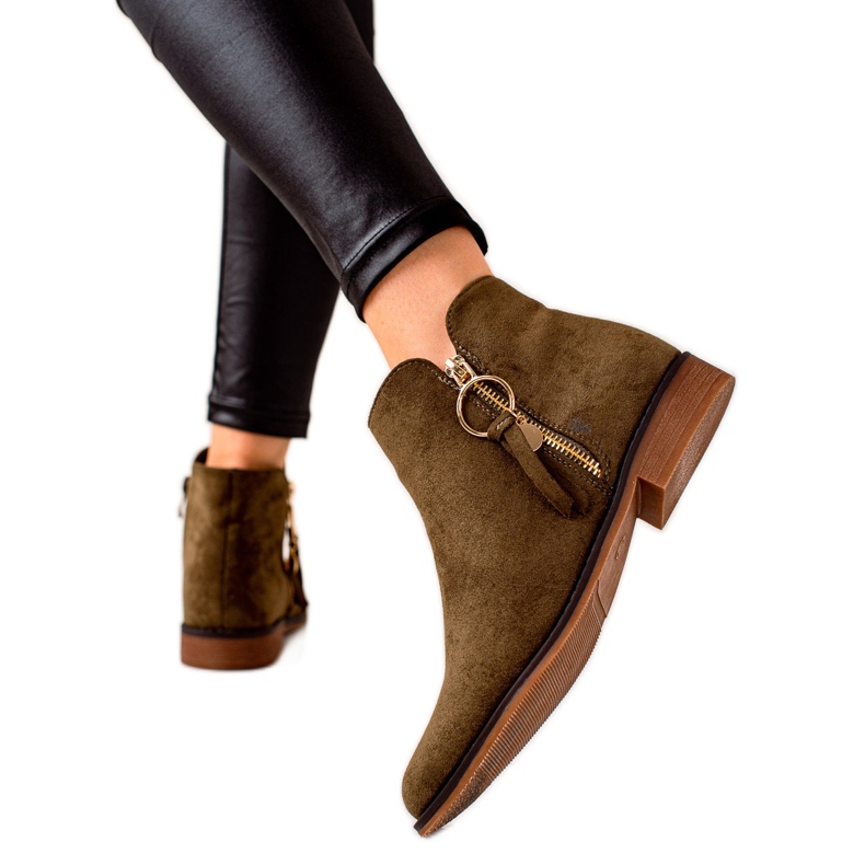 Super Me Saappaat Kultaisella vetoketjulla vihreä