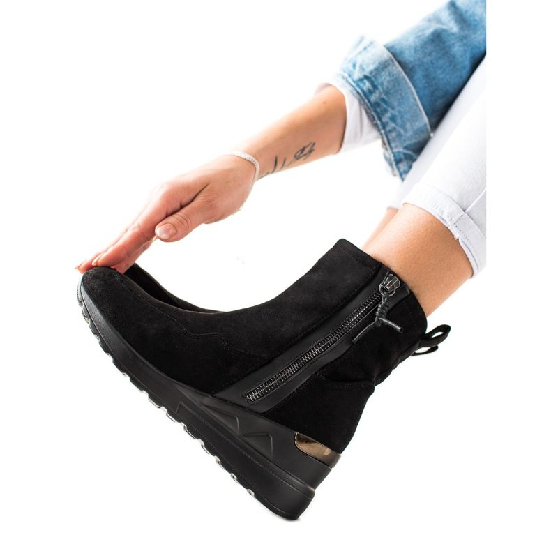 Evento Kiilakorkoiset mokkanahkaiset nilkkurit musta