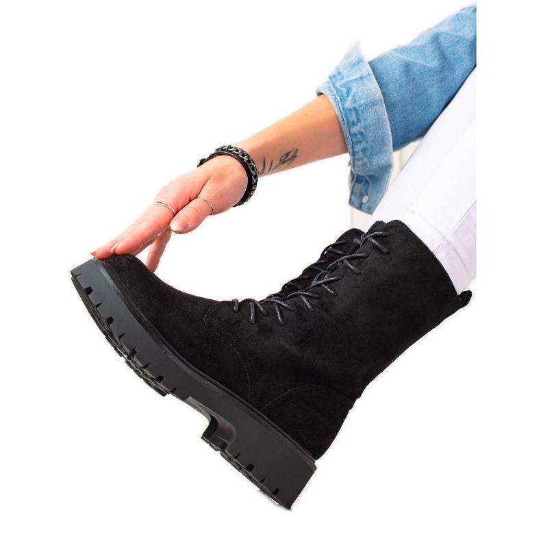 Bona Mustat mokkanahkaiset Trapper-saappaat