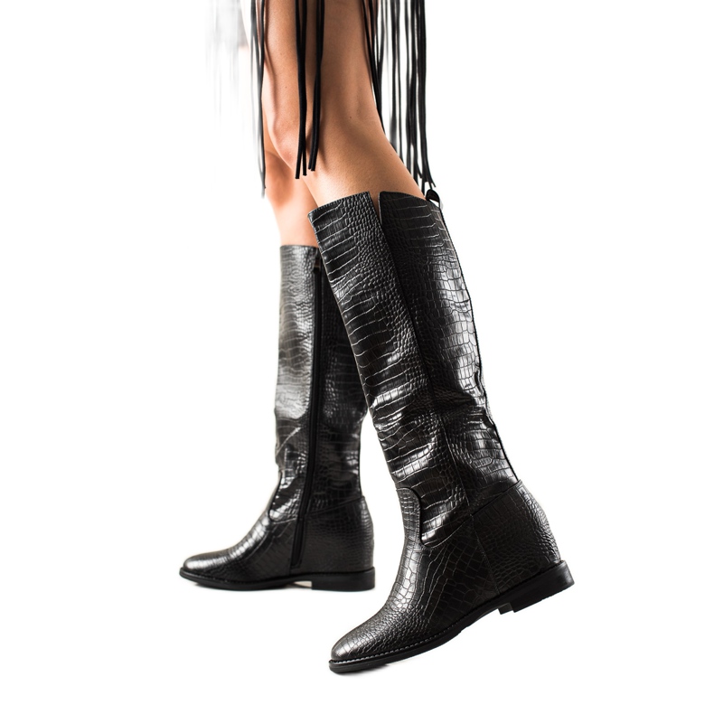 TRENDI Saappaat Eco-nahalla Wedge-päällä musta