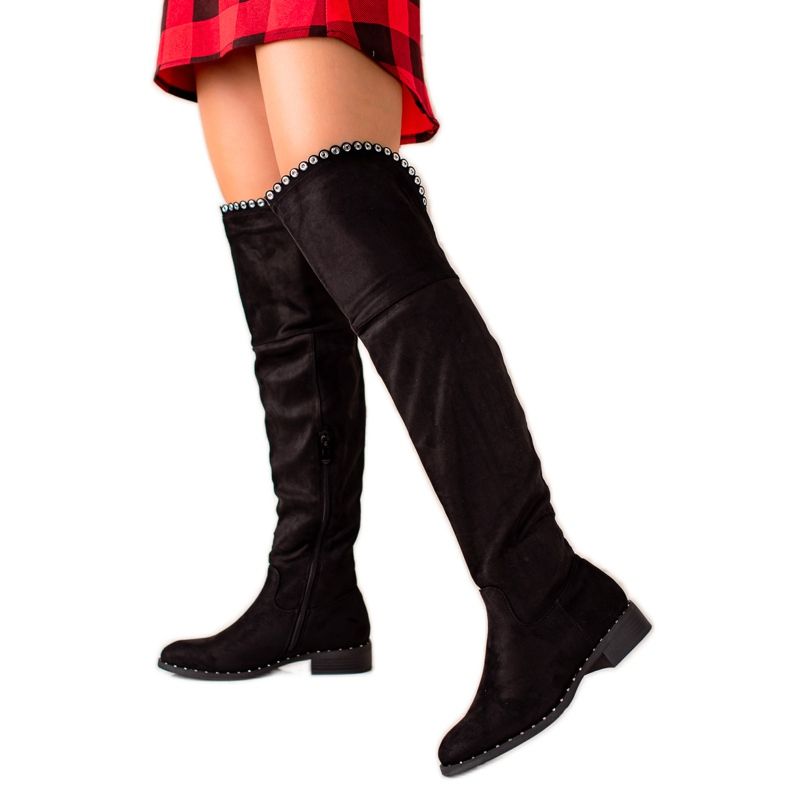 Lucky Shoes Saappaat hopeakoristeilla musta