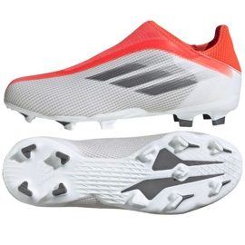 Adidas X Speedflow.3 Ll Fg Jr FY3256 jalkapallokengät punainen, valkoinen ja harmaa appelsiinit ja punaiset