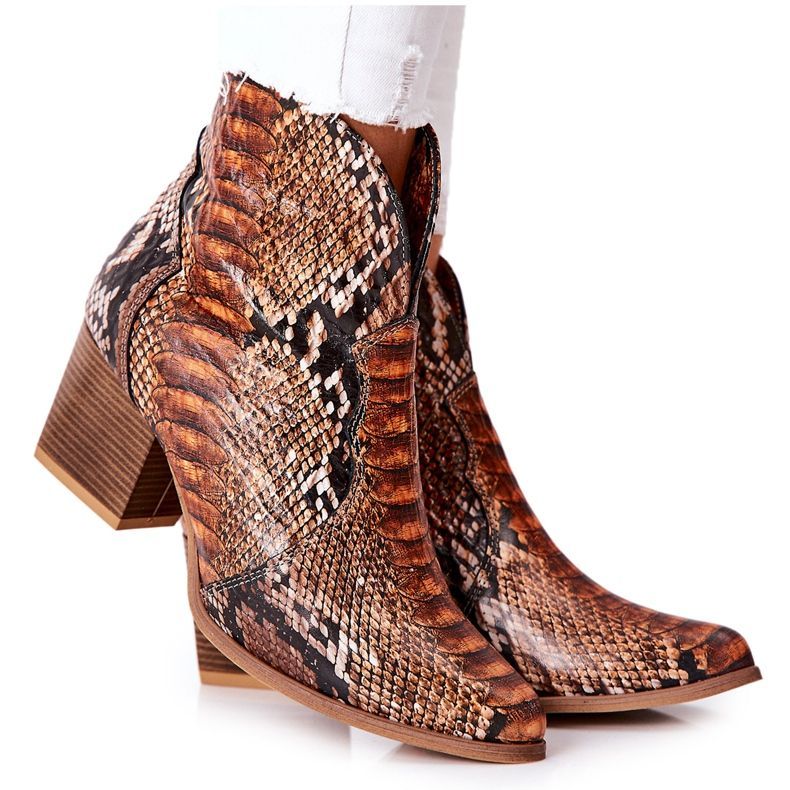 Lewski Shoes Cowboysaappaat Lewski Brown Snake Pattern EV28 ruskea