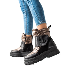 TRENDI Lämpimät lumisaappaat tarranauhalla musta kultainen