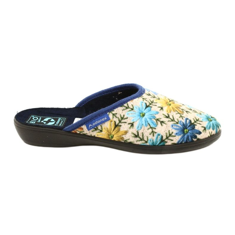 Naisten tossut kukilla Adanex 26743 beige-sininen