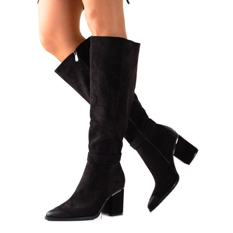 W. Potocki Mustat Potockin mokkanahkasaappaat