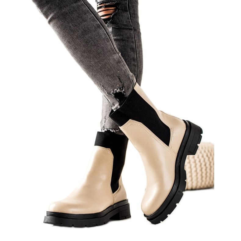 TRENDI Muodikkaat Chelsea -saappaat beige musta