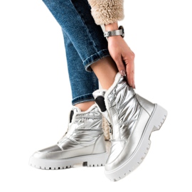 TRENDI Hopeanväriset kiiltävät lumisaappaat