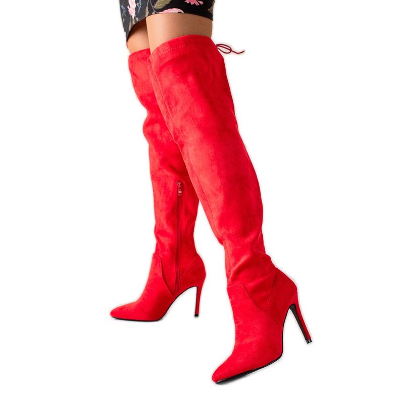 Small Swan Mokkanahkakengät korkealla kantapäällä punainen