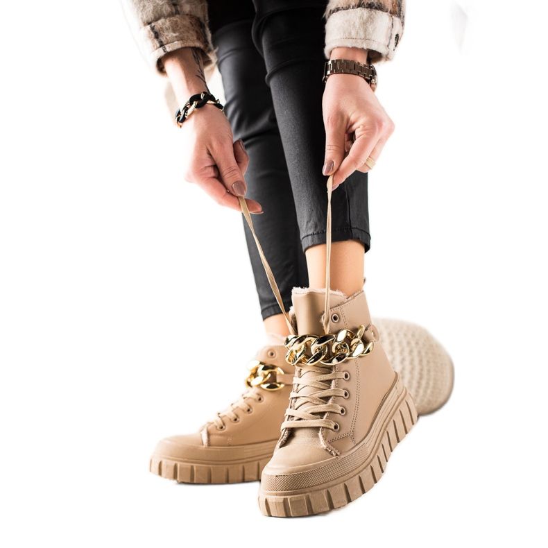 TRENDI Lämmin saappaat Lenkkarit beige