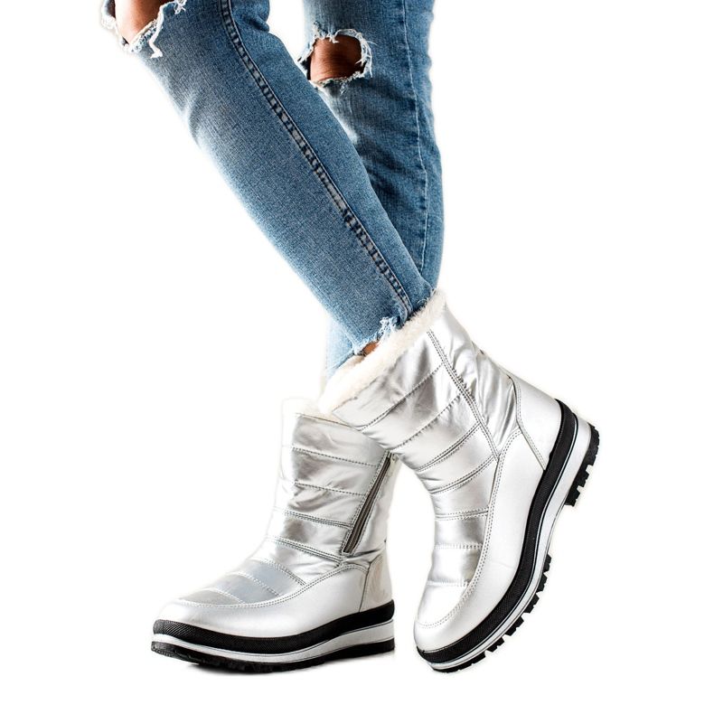 TRENDI Klassiset lumisaappaat vetoketjulla hopea