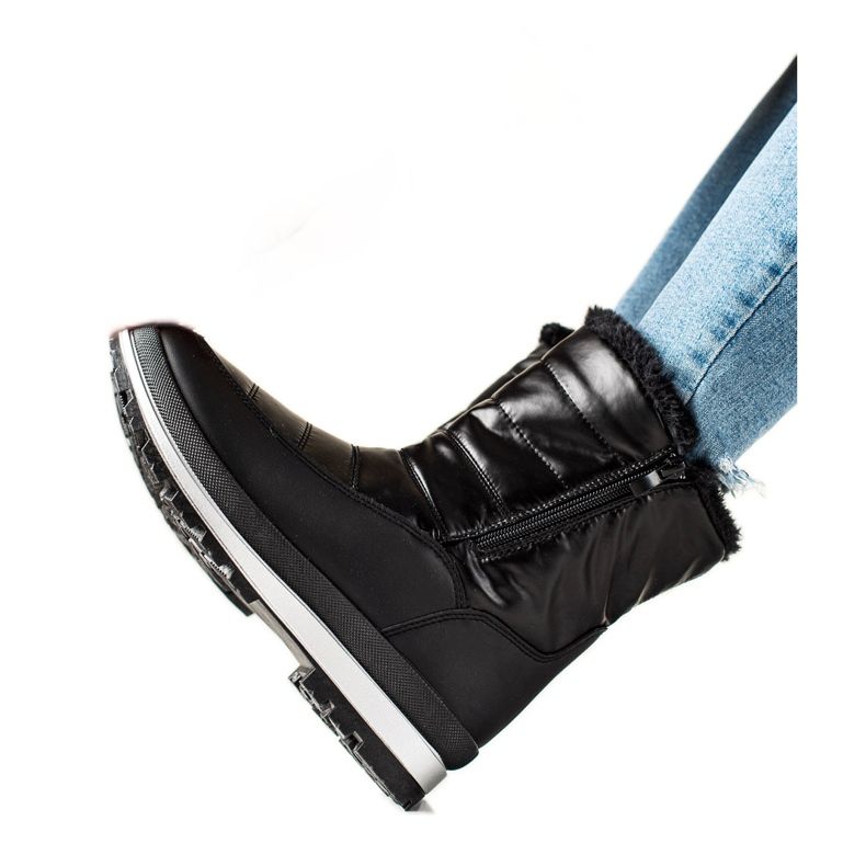 TRENDI Klassiset lumisaappaat vetoketjulla musta