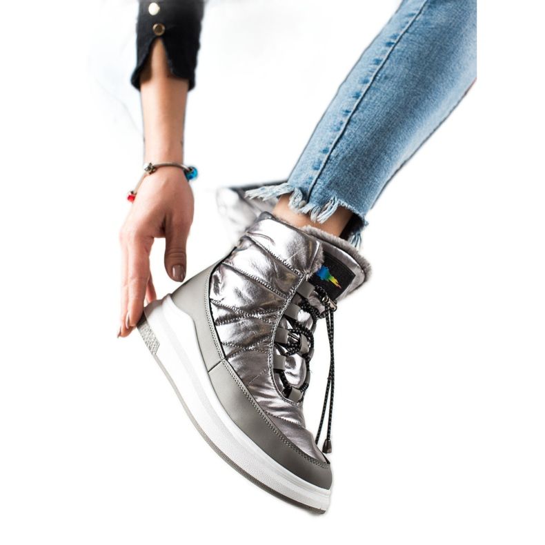 TRENDI Muodikkaat kiiltävät lumisaappaat hopea