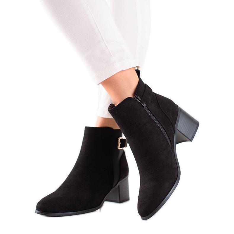 TRENDI Klassiset mokkanahkaiset korkeakorkoiset saappaat musta