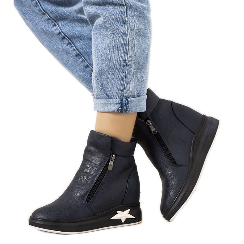 Tummansiniset naisten saappaat Edmee-kiilalla laivastonsininen