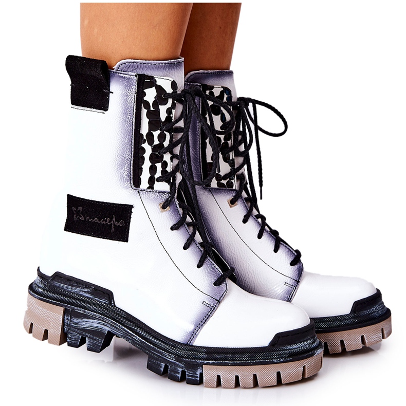 Nahkasaappaat Lämpimät saappaat Maciejka Valkoinen 05113-11 musta