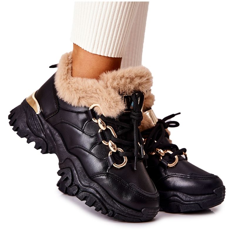 PM1 Musta Shiney Musta lämpimät nahkaiset urheilukengät