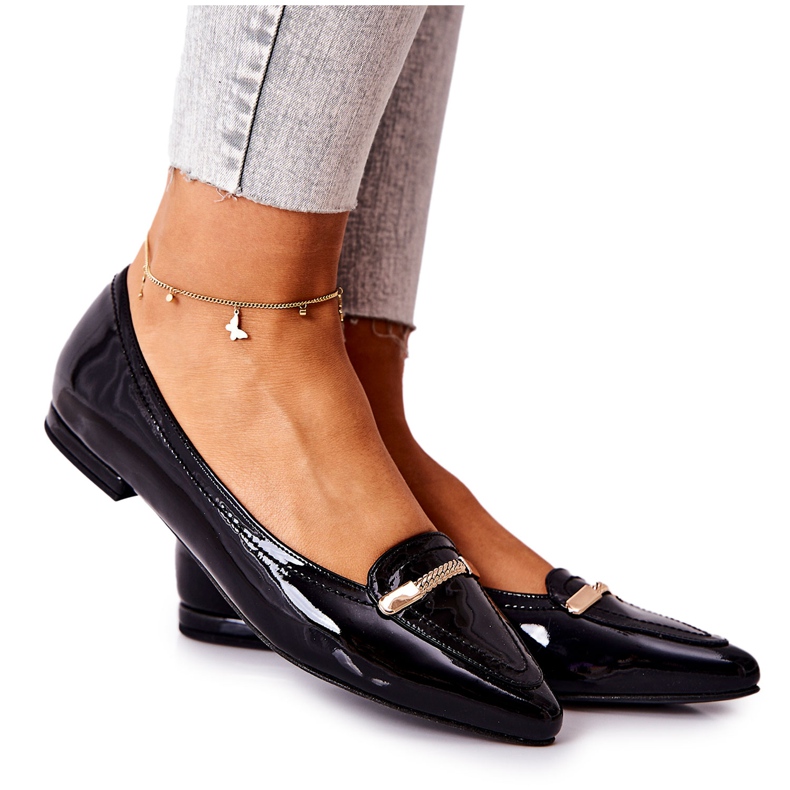 Lakattua nahkaa Monnari Ballerinat 0160-020 Musta