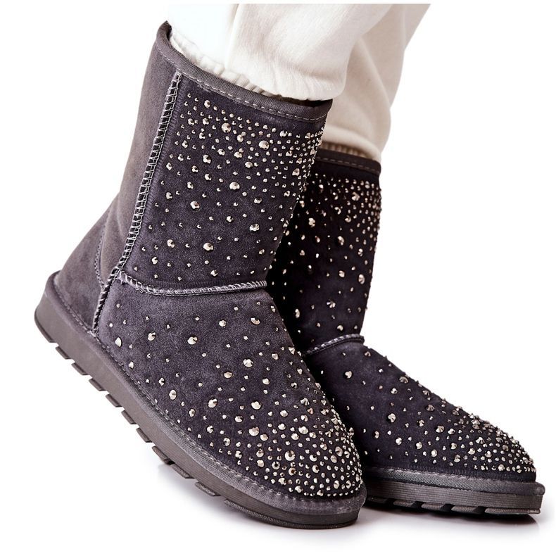 Lämmin Mukluki Jets Grey Mariellan kanssa hopea