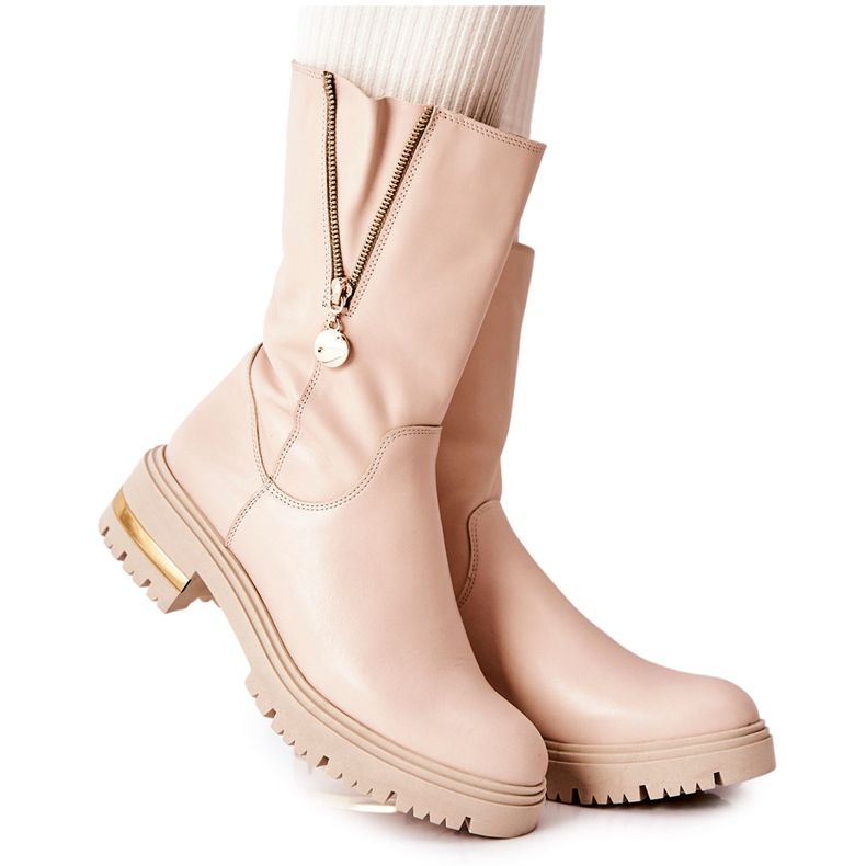 PA2 Lämpimät nahkasaappaat Beige Florency Boots