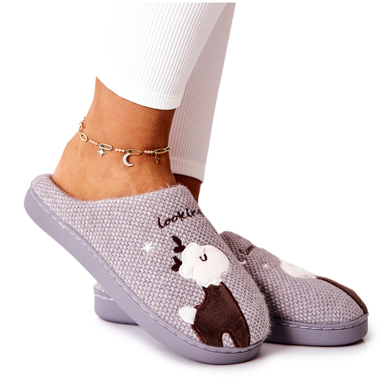 WJ1 Lämpimät tossut Reindeer Grey Jilly ruskea harmaa