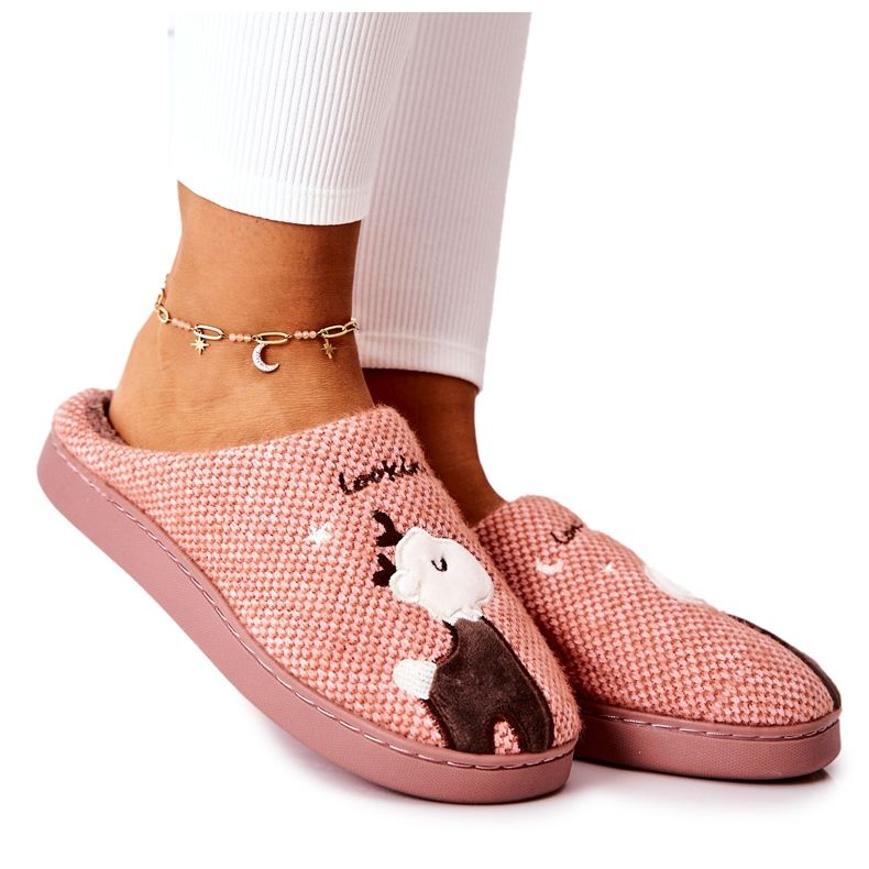 WJ1 Lämpimät tossut Reindeer Tummanpunainen Jilly ruskea vaaleanpunainen