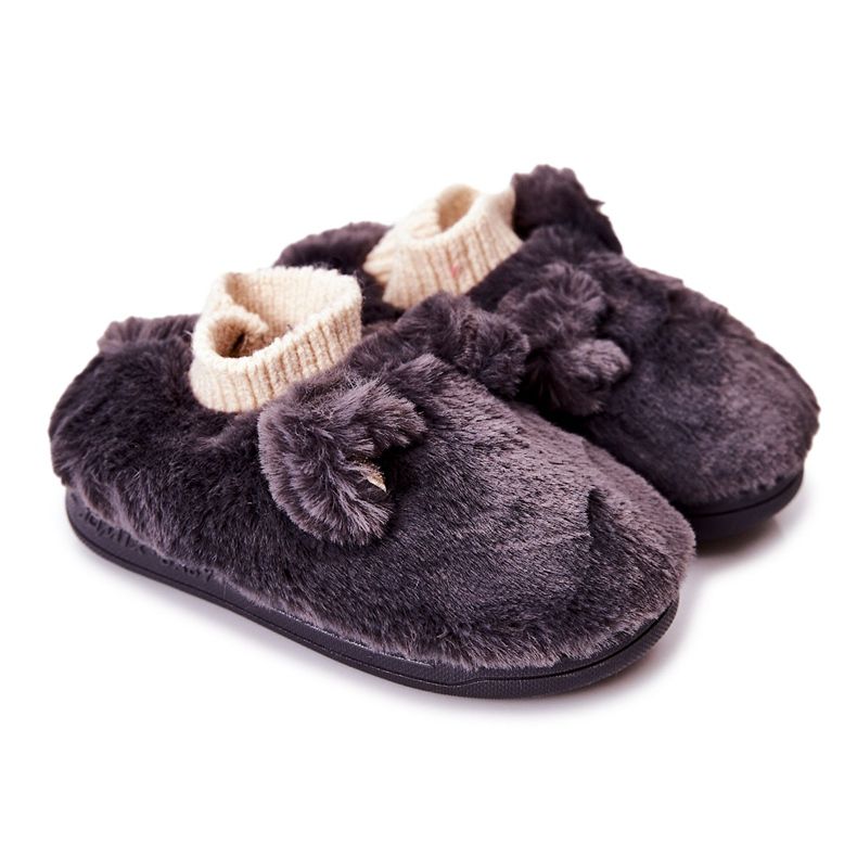 Lämpimät tossut uurretulla tummanharmaalla Dessillä