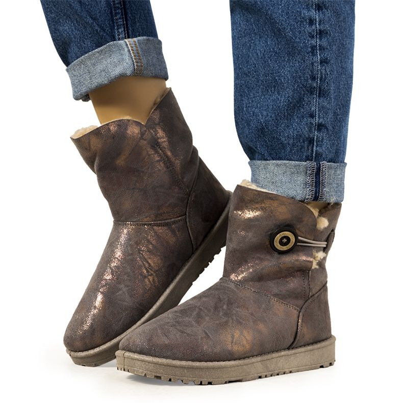 Naisten harmaat ja kultaiset lumisaappaat Kangalta kultainen