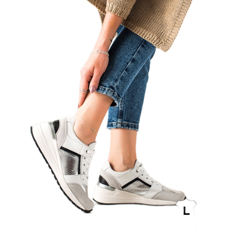 Evento Urheilulliset nahkalenkkarit valkoinen hopea