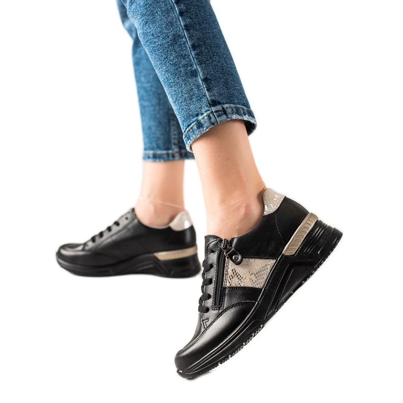 Evento Nahkaiset lenkkarit koristeellisella vetoketjulla beige musta