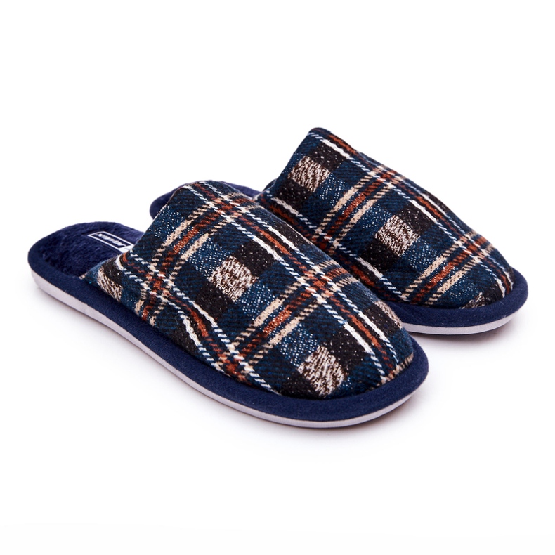 WJ1 Miesten lämpimät laivastonpunaiset ruudulliset tossut Whisper beige laivastonsininen