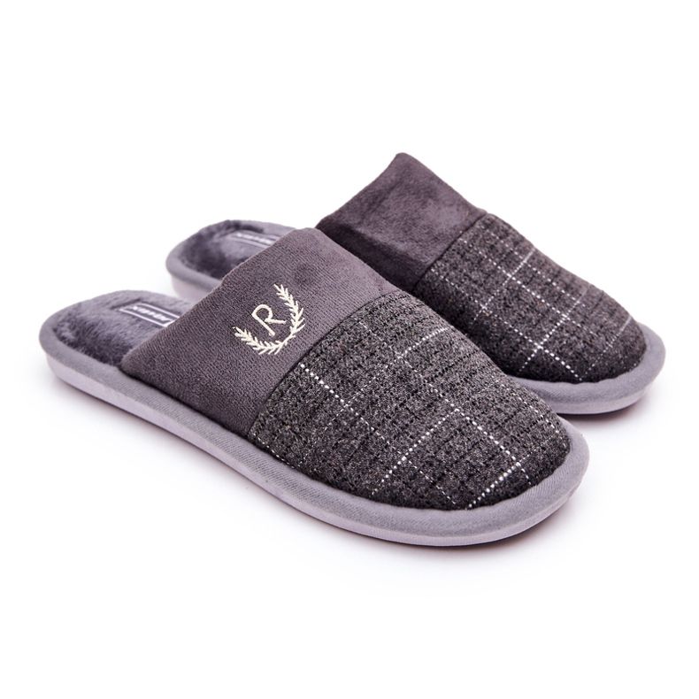 WJ1 Lämpimät harmaat Blase-ruudulliset tossut