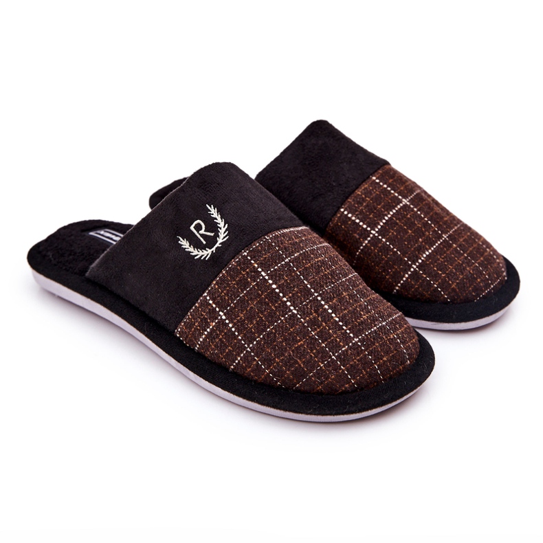 WJ1 Lämpimät ruskeat ruudulliset tossut Blase